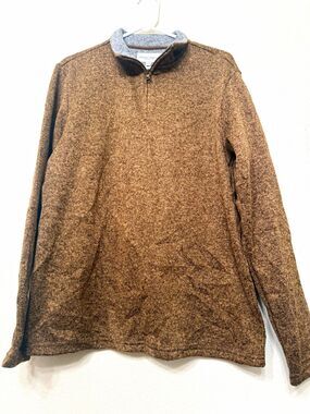NWT Thomas Sterling Men's Brown Heathered Knit 1/4 Zip Mock Neck Sweater M
